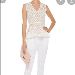 Maje White embroidered peplum top